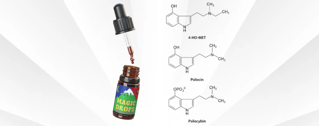 4-ho-met, psilocine en psilocybine in paddodruppels
