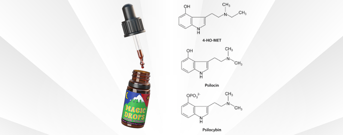 4-ho-met, psilocine en psilocybine in paddodruppels